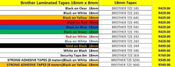Brother TZE Tapes 18mm_2026 Brother TZE Tapes 18mm_2026
